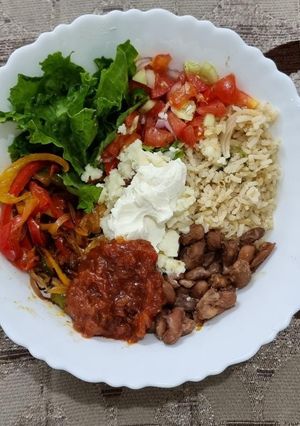 A picture of Spanish brown rice bowl.
