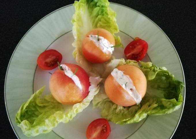 Abricots farcis au chèvre et à la ciboulette