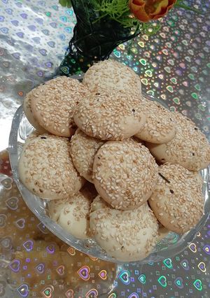 عکسی از دستور شیرینی بیسکویتی کنجدی