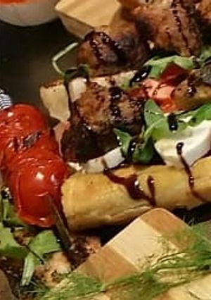 A picture of Sausage Meatball Sandwich w/Balsamic Glaze.