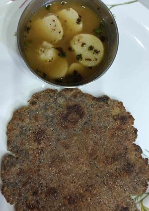 A picture of Singhare Ke aate ka paratha.