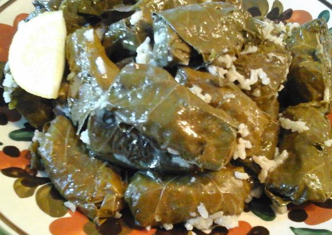 Steps to Prepare Super Quick Homemade Dolmadakia Stuffed Grape/Vine Leaves