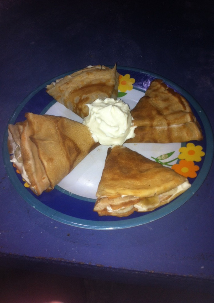 Una foto de Crepas con queso envinado (brandi)