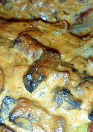 Káposztás tarja sajtos gombaraguval recept fotója