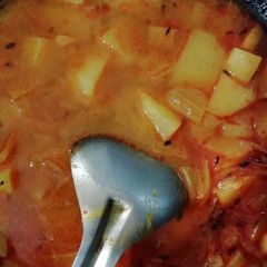 Aloo sabji (potato curry) A picture of Aloo sabji (potato curry).