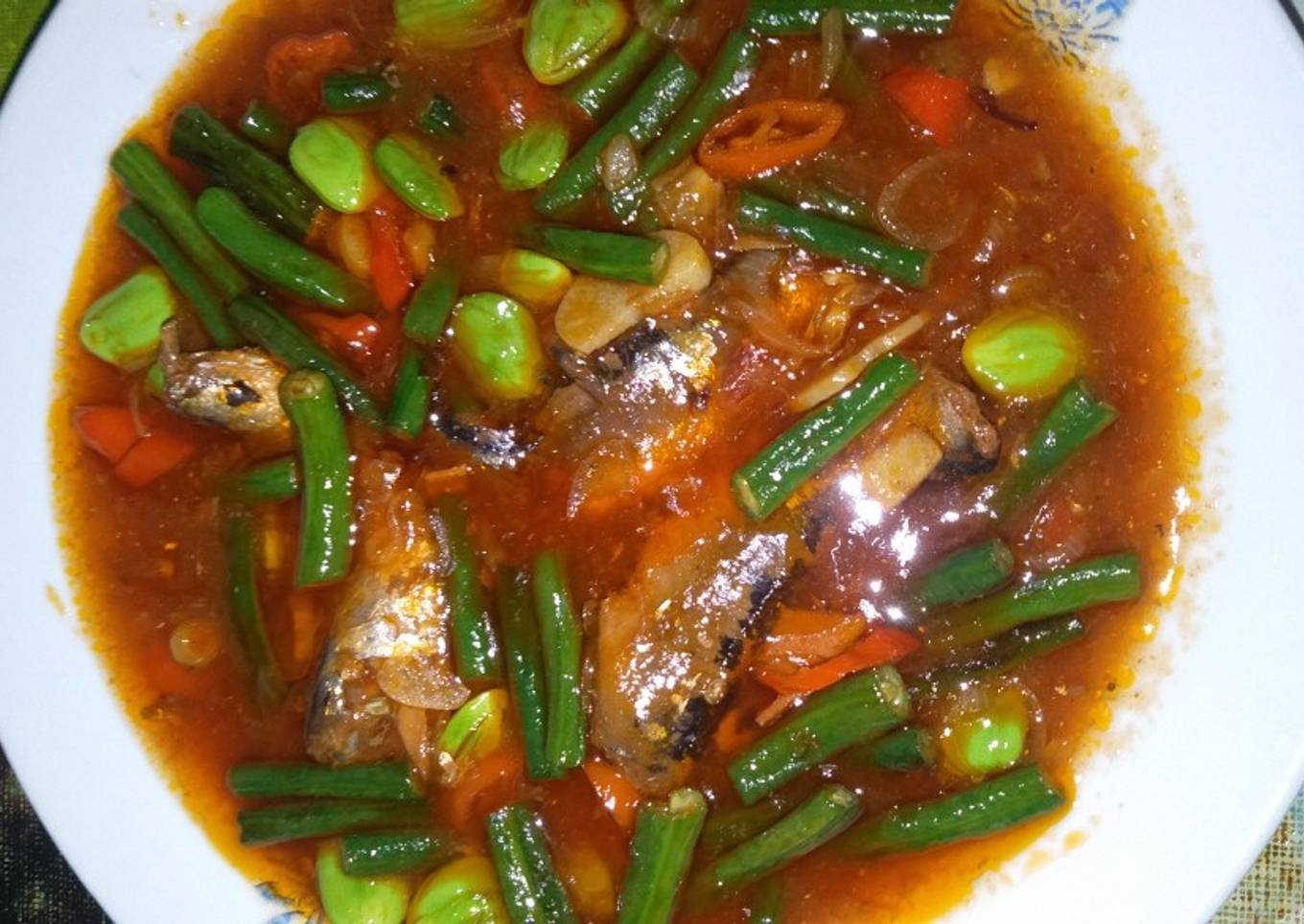 Tumis sarden kacang panjang