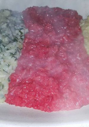 Una foto de Risotto tres colores tres sabores