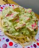 TALLARINES CON CREMA VERDE Y KANI KAMA 🤩🍜💯