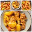 بطاطا كوشة معسلة في الفرن مع افخاذ دجاج 🥔🍗🍗