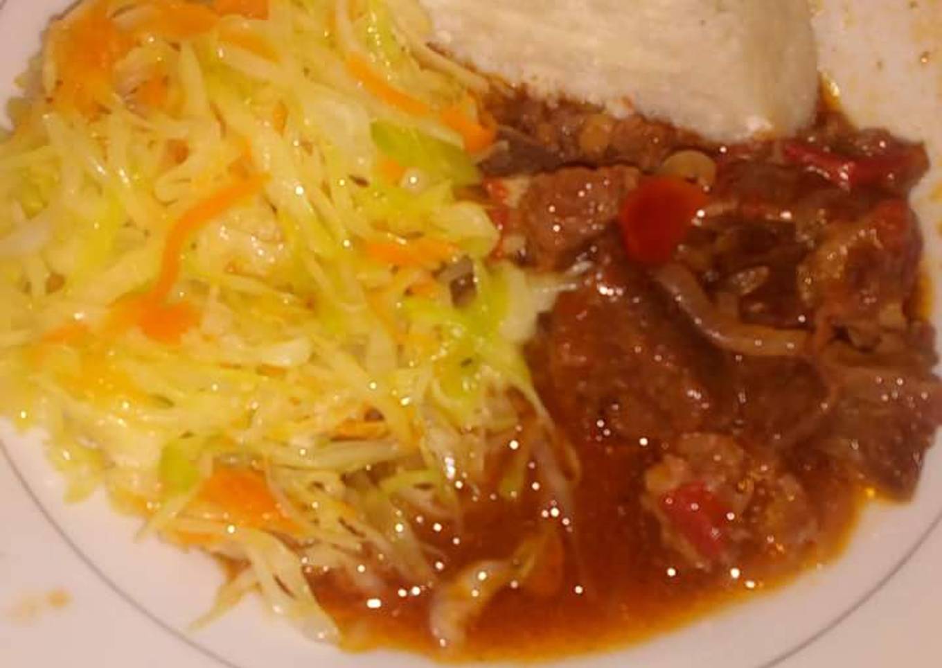 Beef Stew, Cabbage and Ugali