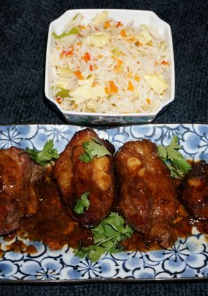 A picture of Ginger honey sparerib strip with 5 spices.