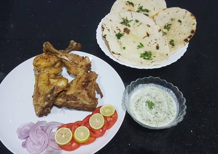 Chicken tikka with homemade tawa naan