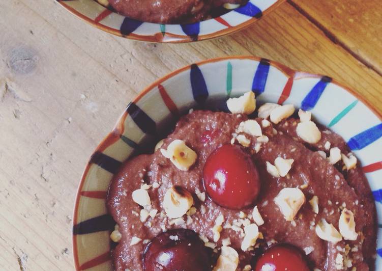 Easiest Way to Prepare Super Quick Homemade Easy Homemade Chocolate Pudding for Two - with Hazelnuts and Cherries