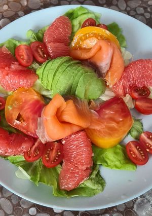 Une photo de Salade truite pamplemousse