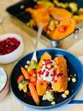 Patates douces roties, yaourt aux herbes au Thermomix