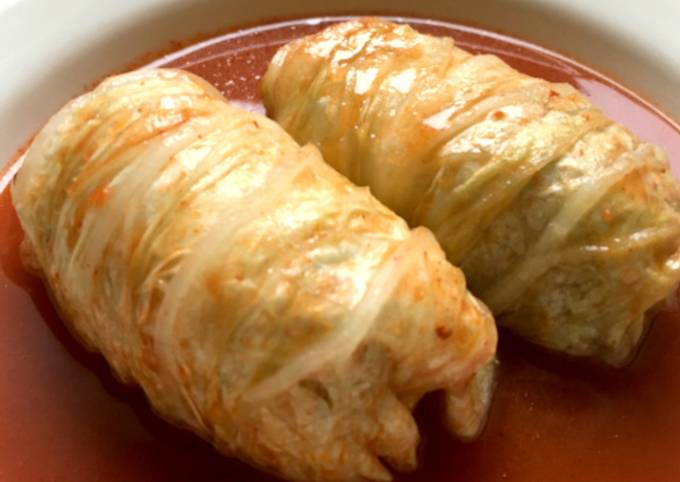 Easy Comfy Stewed Napa Cabbage Rolls (Stuffed Cabbage) with Oats
