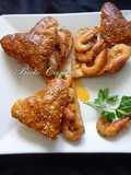 Corações folhados com camarão e salsa