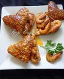 Corações folhados com camarão e salsa