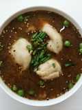 Sopa de wantun caseros vegetarianos