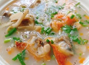 Hình của món Cháo sò lông,tôm và nấm bào ngư.