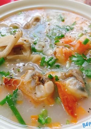 Hình của món Cháo sò lông,tôm và nấm bào ngư.
