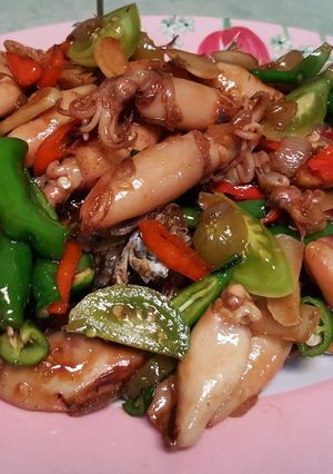 Foto resep Oseng Cumi Asin saos tiram cabe Hijau