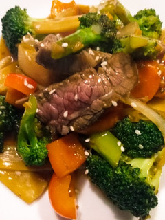 A picture of Teriyaki beef stir-fry.