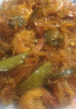 Foto resep Tumis pedas pepaya muda dengan udang