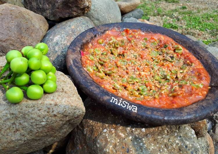 Sambal pokak/lenca/leunca/terong pipit/takokak/tekokak/pedas