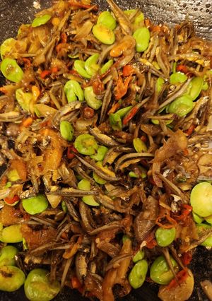 Foto resep Oseng teri pete pedas