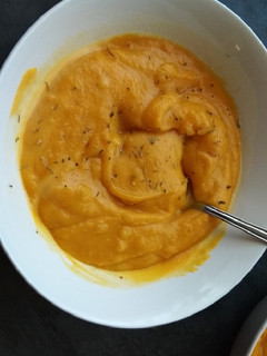 A picture of Creamy butternut soup.