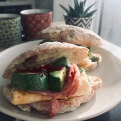 A picture of Sunday Vibe Breakfast with Ciabatta Roll 🌶.