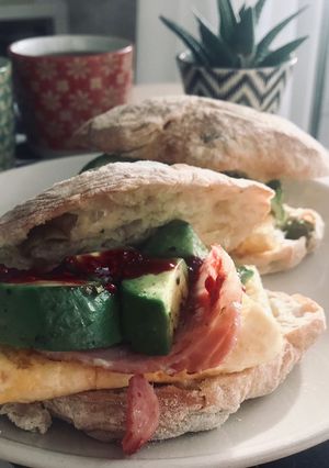 A picture of Sunday Vibe Breakfast with Ciabatta Roll 🌶.