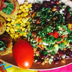 A picture of Vegan Rajma potato cutlet with mix vegetables salad.