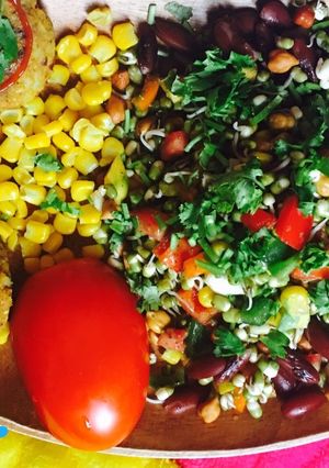 A picture of Vegan Rajma potato cutlet with mix vegetables salad.
