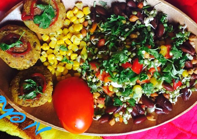 Recipe of Any-night-of-the-week Vegan Rajma potato cutlet with mix vegetables salad