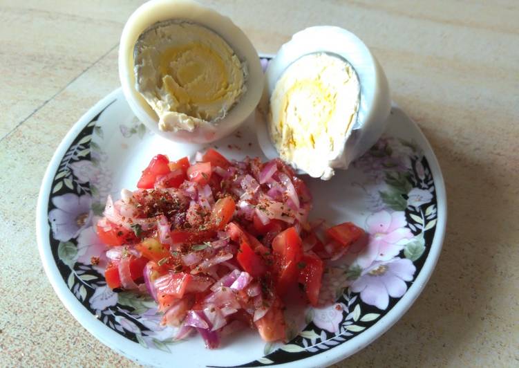 Boiled eggs with kachumbari