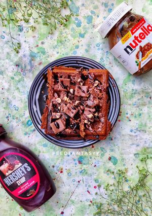 A picture of Dessert: Eggless chocolate Waffles.