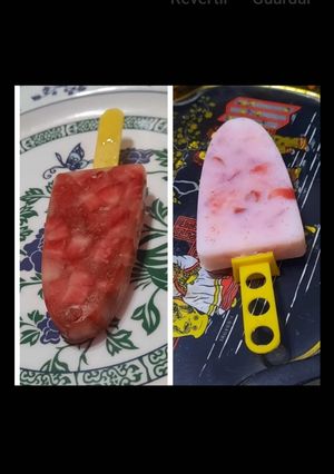 Una foto de Helado de frutilla al agua o cremoso, muy sanos