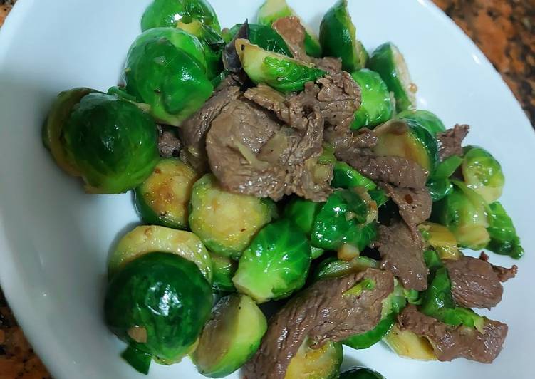 Cara Gampang Membuat Tumis brussel sprout/ kubis kecil dengan slice beef, Menggugah Selera