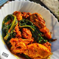 A picture of Kashmiri kadam Saag Chicken.