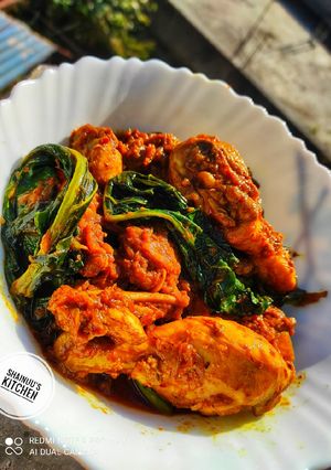 A picture of Kashmiri kadam Saag Chicken.