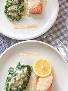 Foto resep Salmon spinach cheese sauce