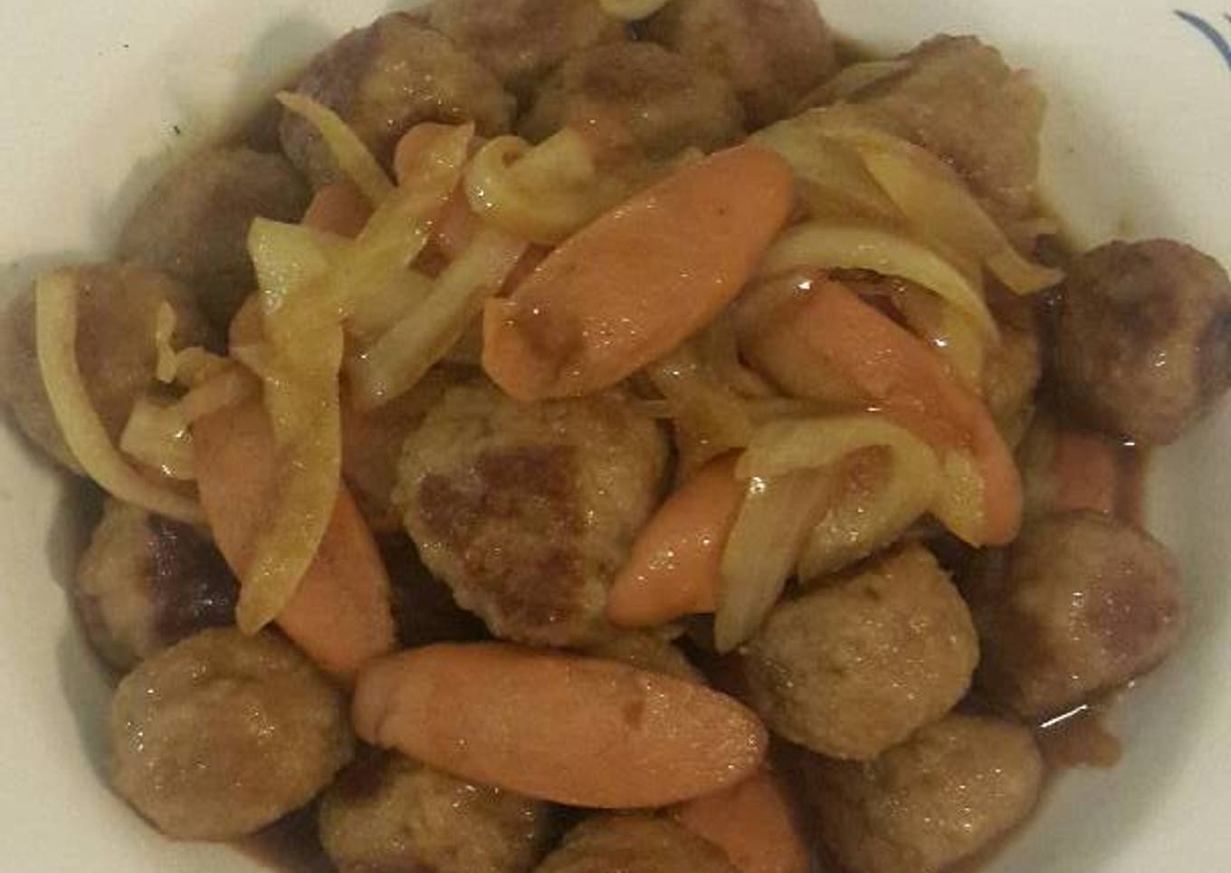 Bola-bola daging kecap inggris + Sosis