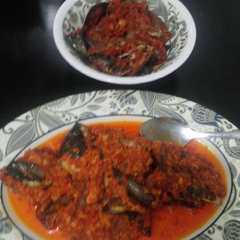 A picture of Saus Ikan Asin Manado Campur terong.