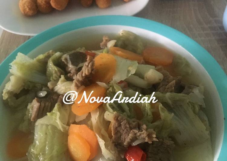 Tumis sawi putih + daging