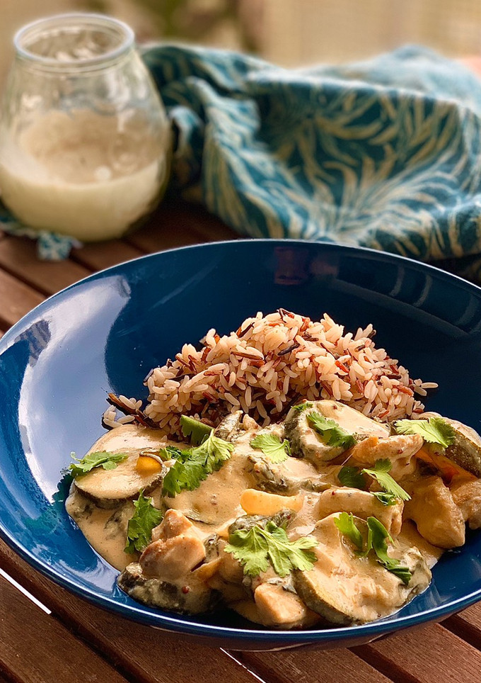 Una foto de Pollo a la crema fit