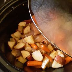 A picture of Slow Cooker Honey Garlic Chicken and Vegetables.