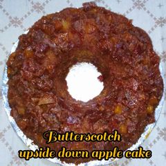A picture of Butterscotch upside down apple cake.