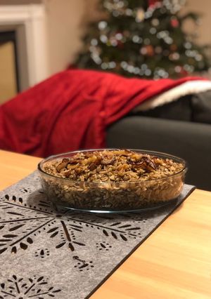 A picture of Lentils, Rice and Fried Onions (Mujadarrah).